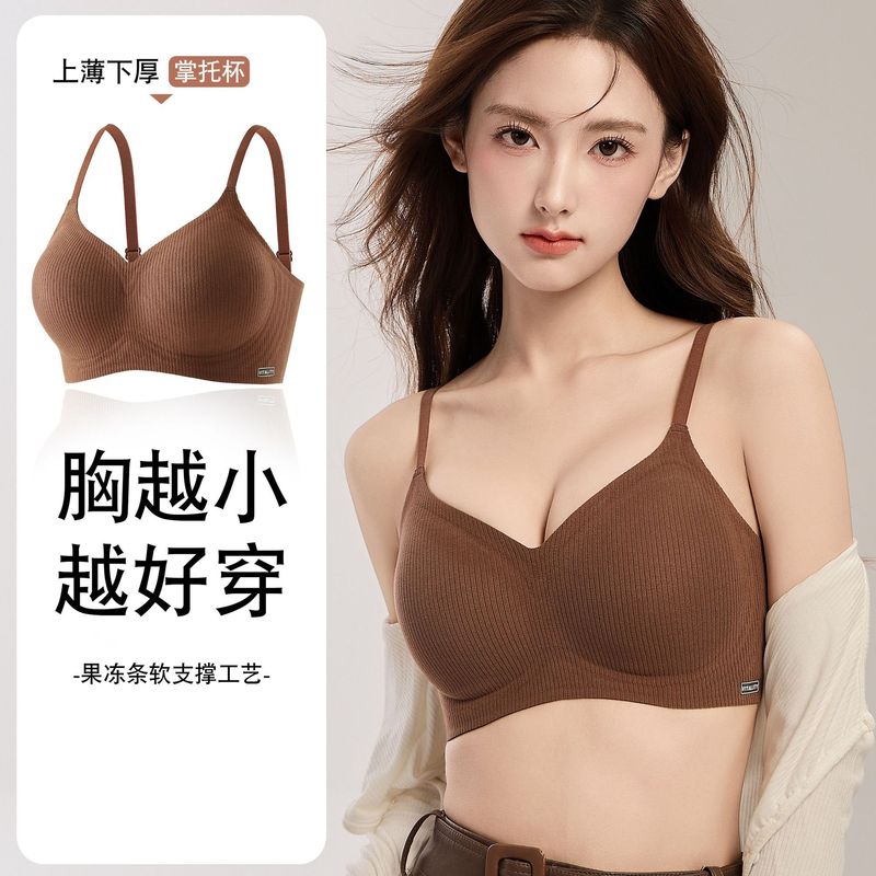 软支撑提拉内衣女秋冬新款无痕固定杯舒适聚拢显大调整型提拉文胸|undefined