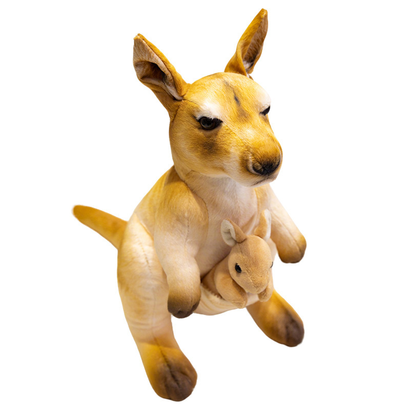 Simulación transfronteriza canguro juguetes de peluche canguro madre e hijo muñecas animales accesorios regalo de cumpleaños para niños