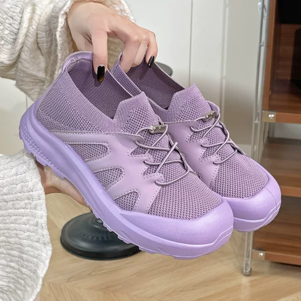 Women's Shoes 2026 Spring New Style Slip-On Women's Shoes Casual Mom Shoes Fly-Knit Shoes Soft Sole Comfortable Sports Shoes for Women