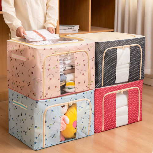 Manufacturer wholesale large capacity steel frame Oxford cloth clothes quilt storage box storage bag foldable clothing storage box