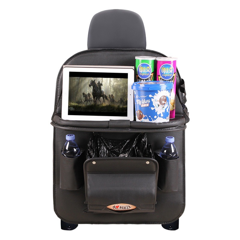 Coche plegable mesa de comedor bolsa de almacenamiento de coche de cuero asiento de coche bolsa de almacenamiento de basura
