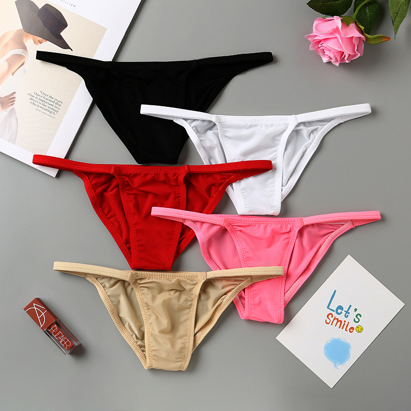 European and American women's sexy low-waisted ice silk breathable sports thin simple bikini briefs