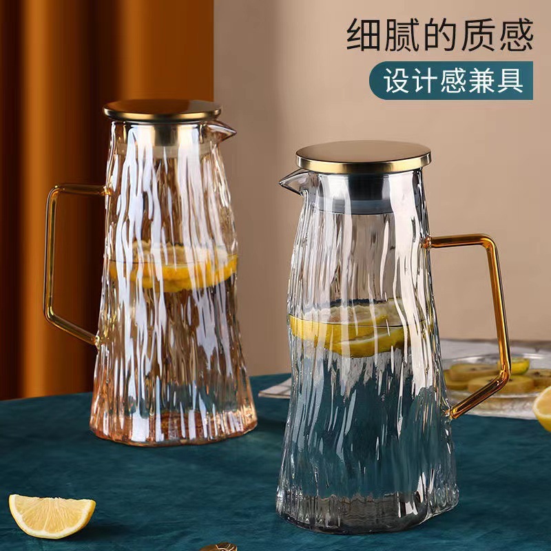 Botella de agua fría de vidrio de alto valor para el hogar de verano sala de estar botella de agua fría de vidrio de gran capacidad juego de tetera de burbujas