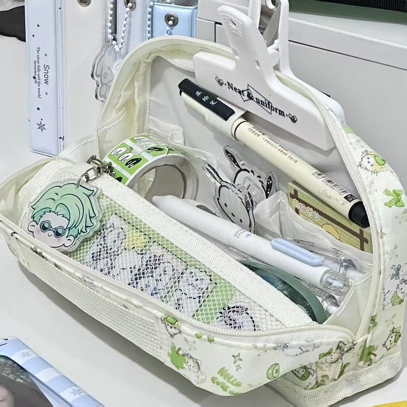 オリジナルの新しい青いリンゴの子猫の折り畳みの筆の袋insの高い顔の値の小さい清新な学生の夏の鉛筆の文房具の袋|undefined