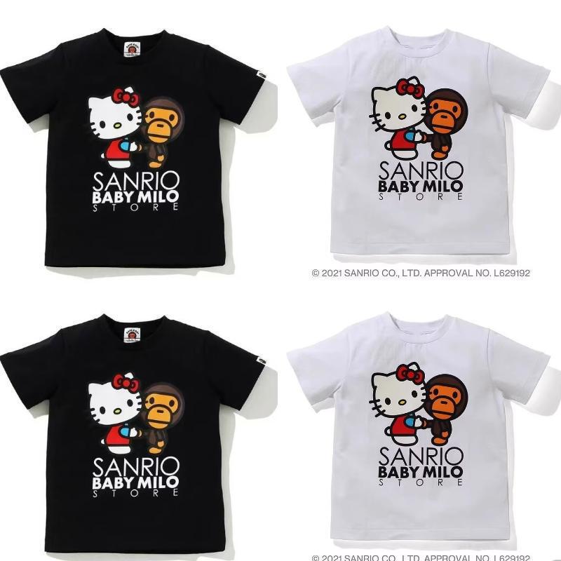 Japanese fashion brand BAPE HELLO KITTY joint brand new short sleeve T-shirt men and women half sleeve Japanese fashion brand BAPE HELLO KITTY joint brand new short sleeve T-shirt men and women half sleeve