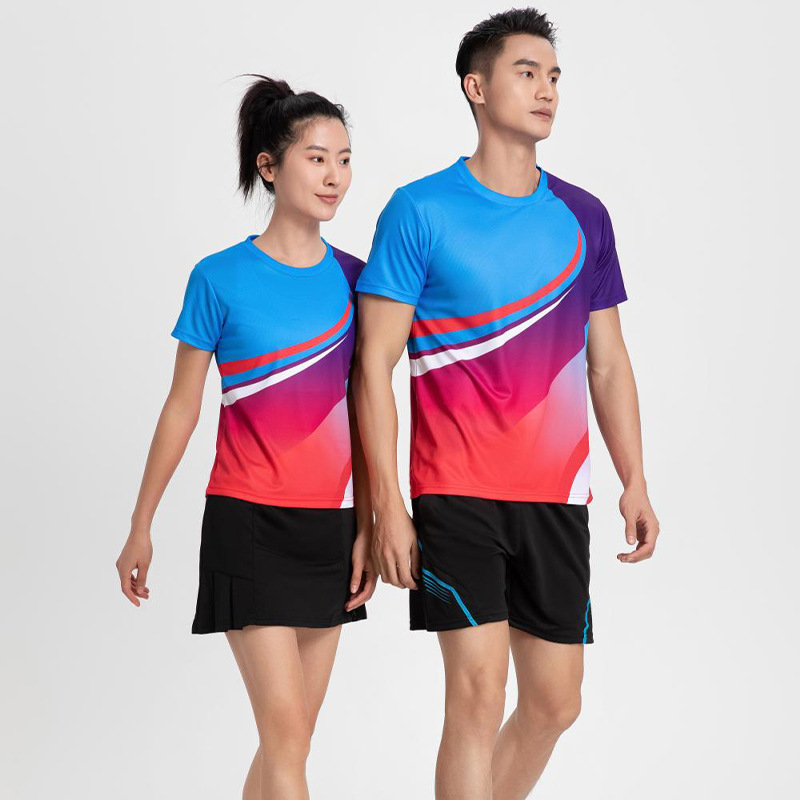 Tennis Clothing Women's Running Sports Suit Men's Badminton Short-Sleeved Appearance Clothing Quick-Drying Breathable Competition Training Clothing Volleyball