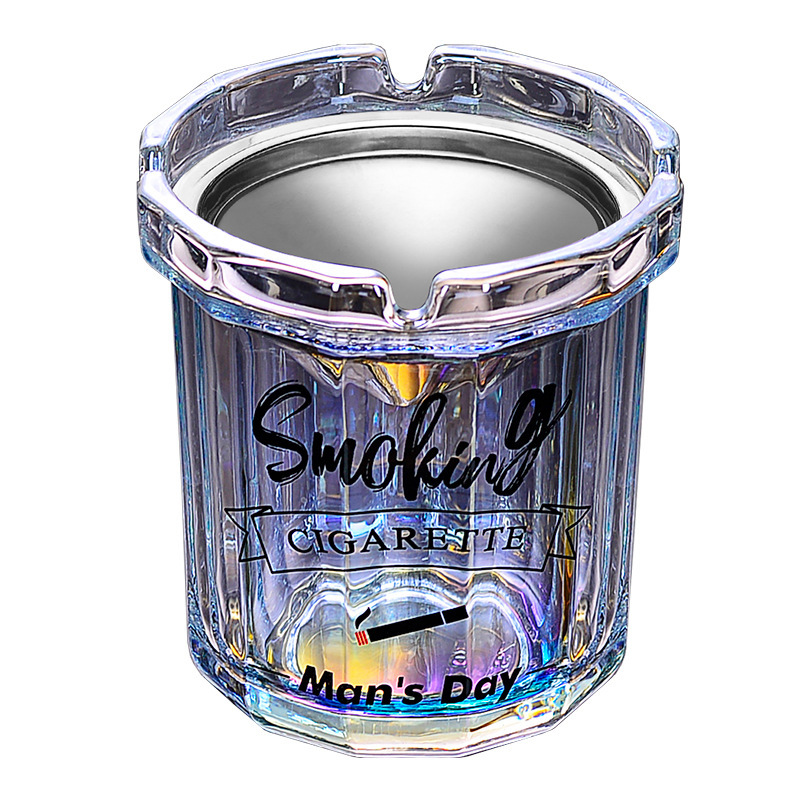 도매 창조적 인 사무실 스테인레스 스틸 안티 플라이 애쉬 유리 재떨이 뚜껑 홈 쿨 방풍 거실 담배 컵