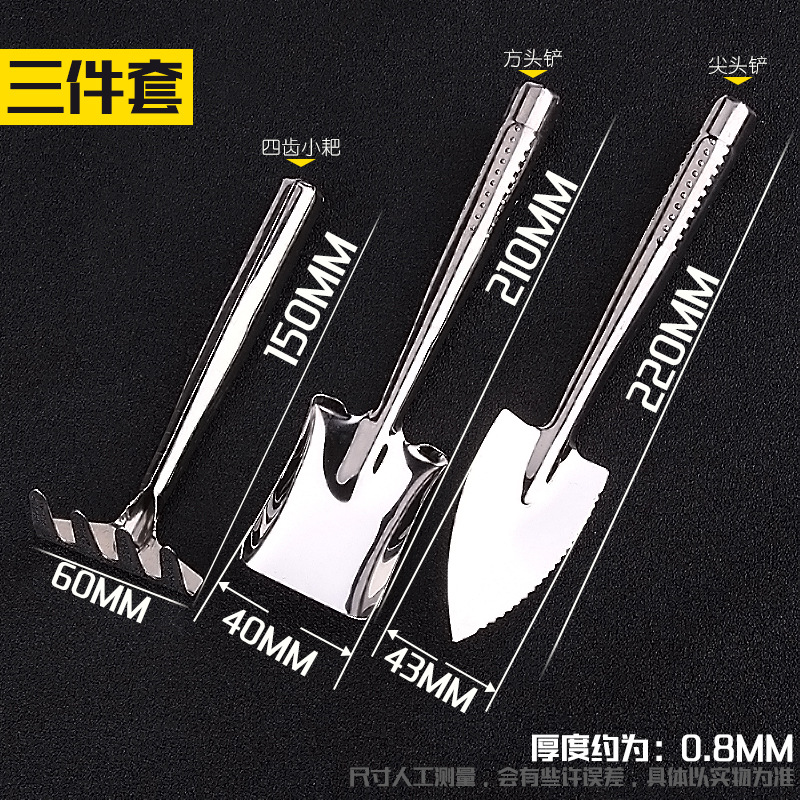 Juego de 3 piezas de pala de acero inoxidable