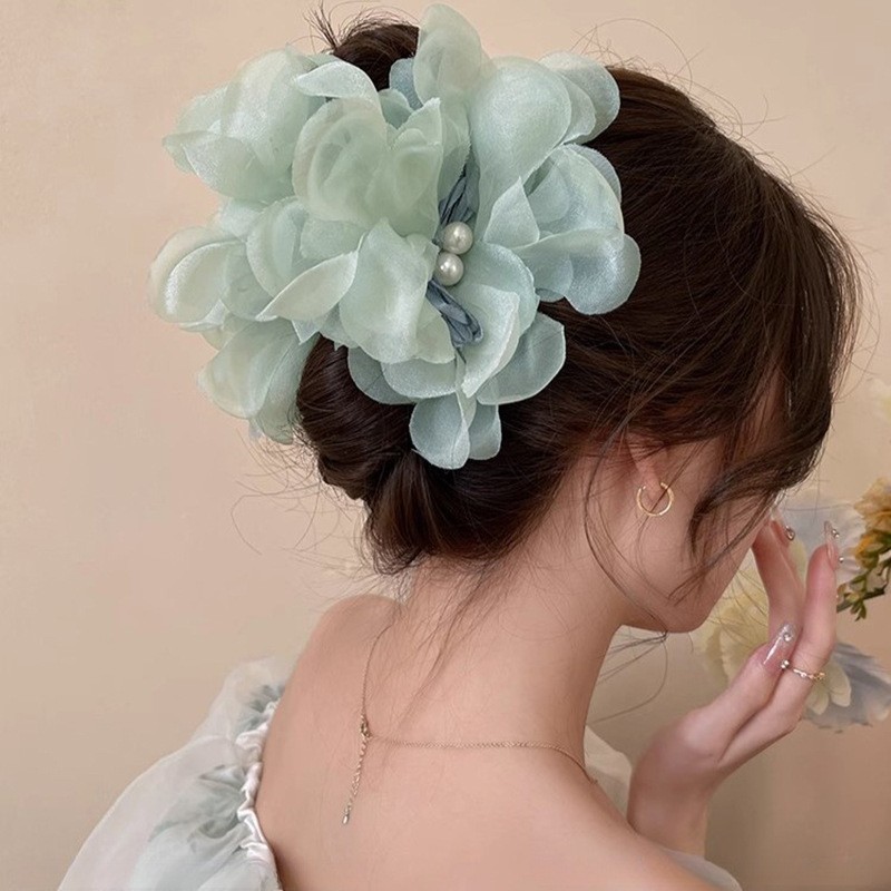 工場直販スーパーフェアリーフラワーグリッパー、高級ヘアアクセサリー、女性用多用途サメクリップ、後頭部用スイートヘアクリップ|undefined