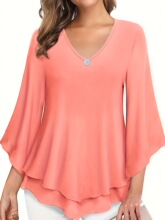 C 36591 Double Layer Ruffle Sleeve Blouse ��������������