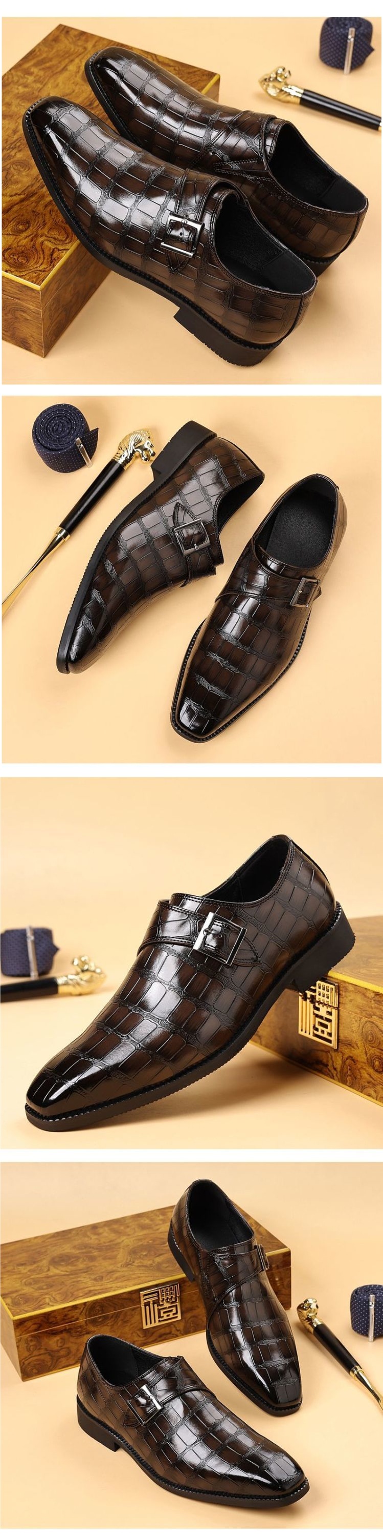 ShoeVault Formal Derby European And American 2025 New Business Casual Leather Men's British Pointed Toe Slip-On Gentleman Large_voghion.com