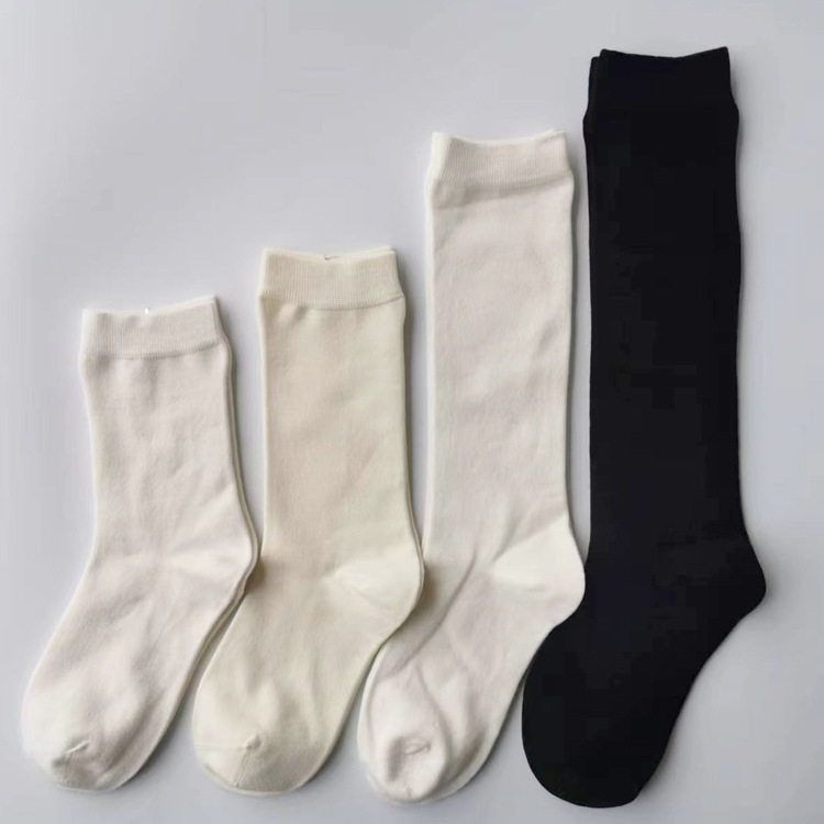 Boneless Seam Head Women's Combed Cotton Flat Pure Color Calf Knee Mid-calf Socks JK Student School Uniform Socks Milky White