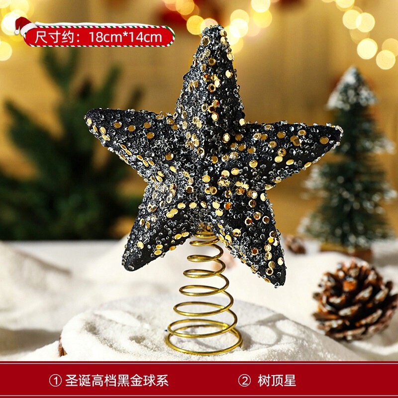 跨境圣诞节装饰品高质感黑金系列8CM彩绘球圣诞树挂饰圣诞球吊球|undefined