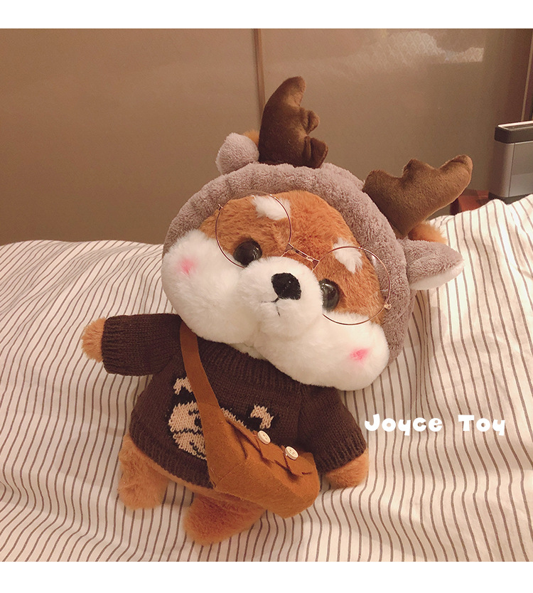 智贝详情图_3ins网红柴犬公仔换装穿衣狗狗玩偶秋田布娃娃抖