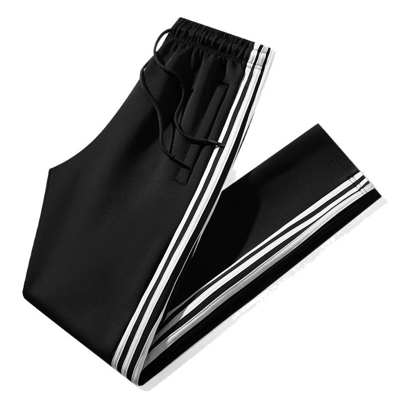 Pantalones casuales transfronterizos primavera y otoño más pantalones deportivos de tamaño grande pantalones de nueve puntos pantalones de guardia de hombre comercio exterior tres barras pantalones de moda image 6
