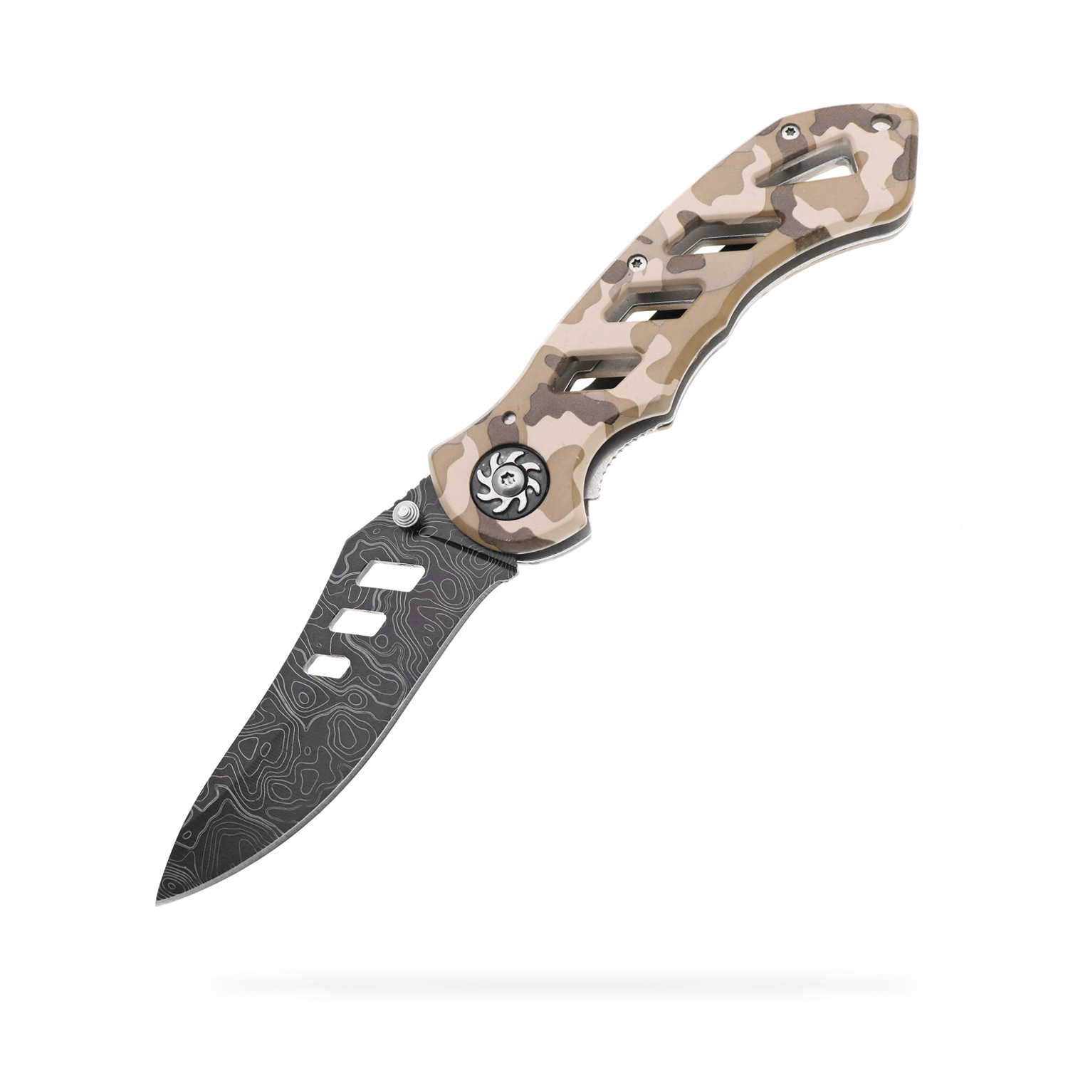 厂家直供不锈钢户外折叠刀口袋小刀野营钓鱼登山背包旅行迷彩小刀