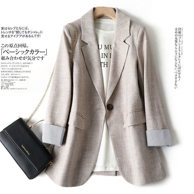 New Large Size Casual Small Suit, Feminine Niche Design, Slim Mid-Length Spring & Fall Slim Suit Jacket
