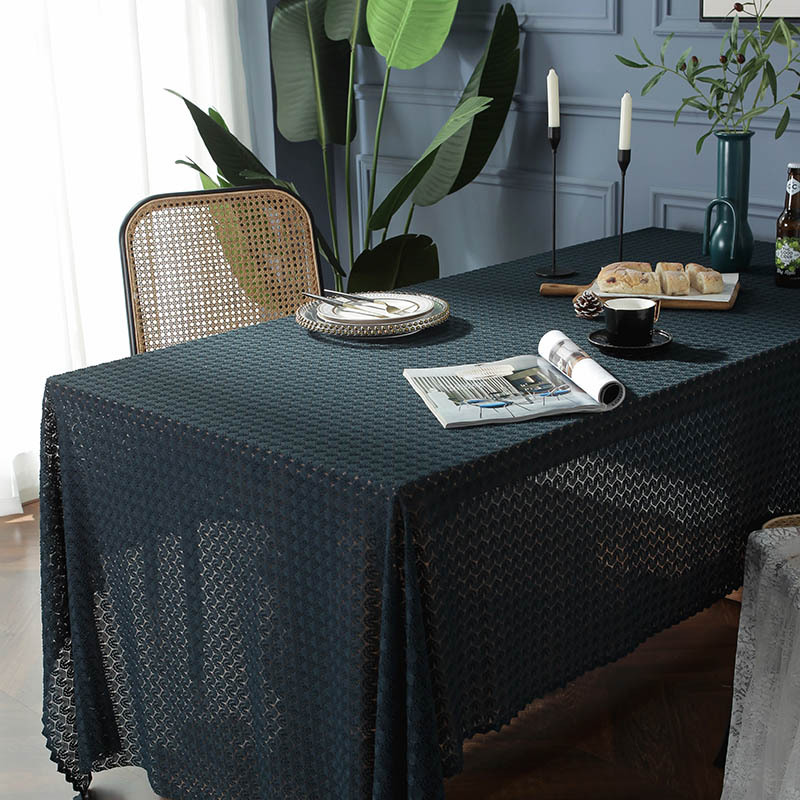 Retro Lace Hollow Jacquard Tablecloth Household Rectangular Dining Table Coffee Table Cover display picture 7