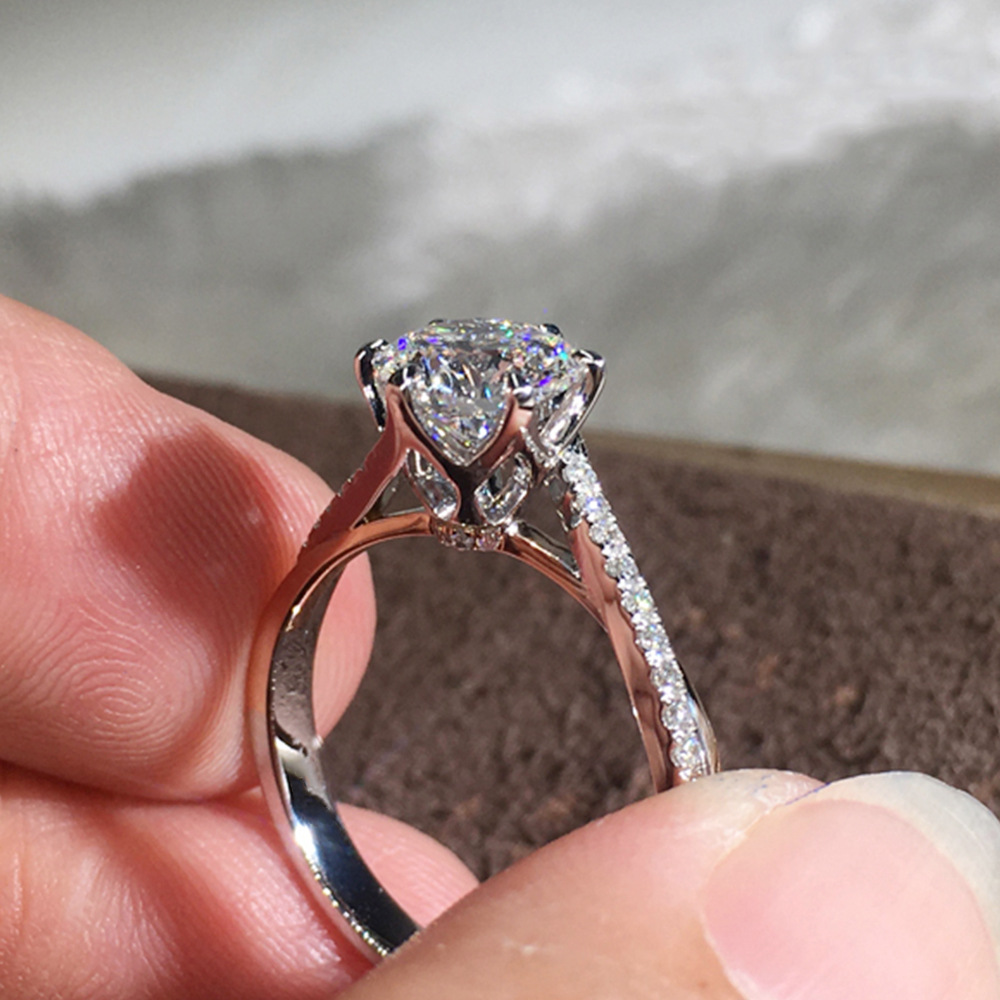 Simple Style Solid Color Copper Inlay Artificial Diamond Rings 1 Piece