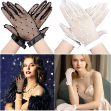 跨境批发哥特式黑色网眼蕾丝蝴蝶结手套洛丽塔复古服装配饰万圣节