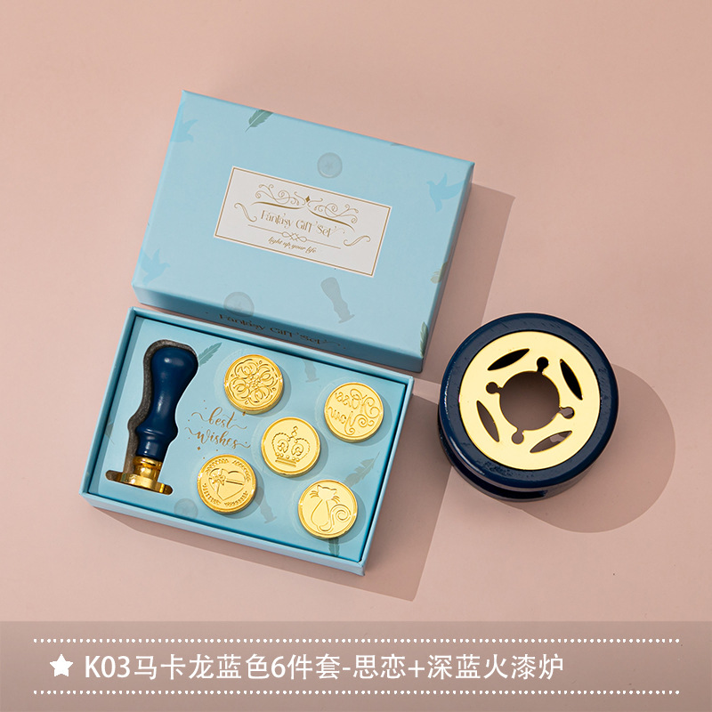 Nuevo macaron fuego pintura cera grano horno sello mano cuenta Día de San Valentín cumpleaños regalo fuego pintura sello conjunto completo al por mayor