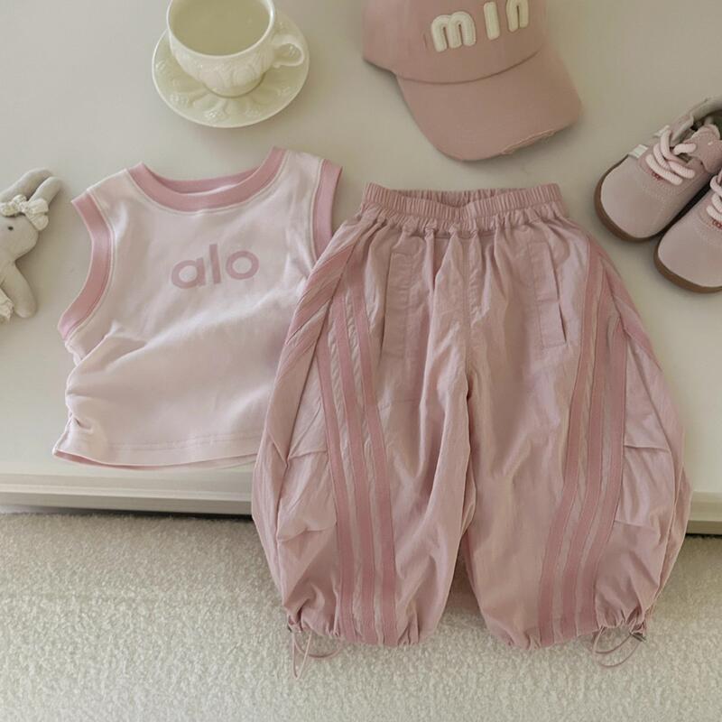 Girls Suit Baby Girl Summer Style Thin Waist Vest 2025 Korean New Fashion Cargo Pants Summer Wear Girls Suit Baby Girl Summer Style Thin Waist Vest 2025 Korean New Fashion Cargo Pants Summer Wear