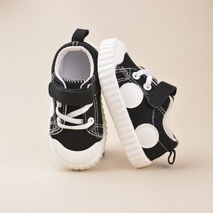 Fashion Casual Soft-Soled Baby Canvas Shoes Spring and Autumn In-Stock Models for Toddlers and Young Children with Velcro and Cold-Stitched Children's Shoes
