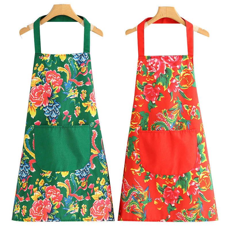 Delantal de estilo étnico de lona de moda, cocina casera, transpirable y antiincrustante, cocina, cintura resistente a la suciedad, ropa de trabajo de granja femenina