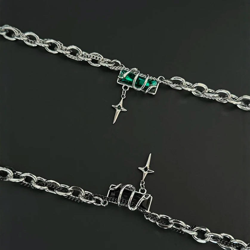 Collier spirituel en acier titane Starlight pour homme, tendance, cool, haut de gamme, style hip-hop, année du serpent_voghion.com