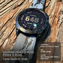 战术风迷彩户外硅橡胶快拆表带适用GARMIN佳明fenix5/6/7/8泰铁时
