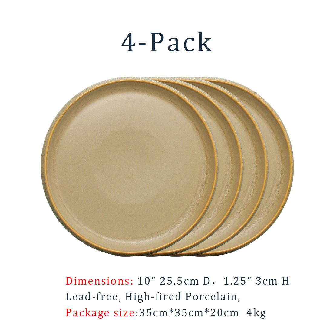 Porcelain dinner plate set of 4 plates xerve dish wholesale