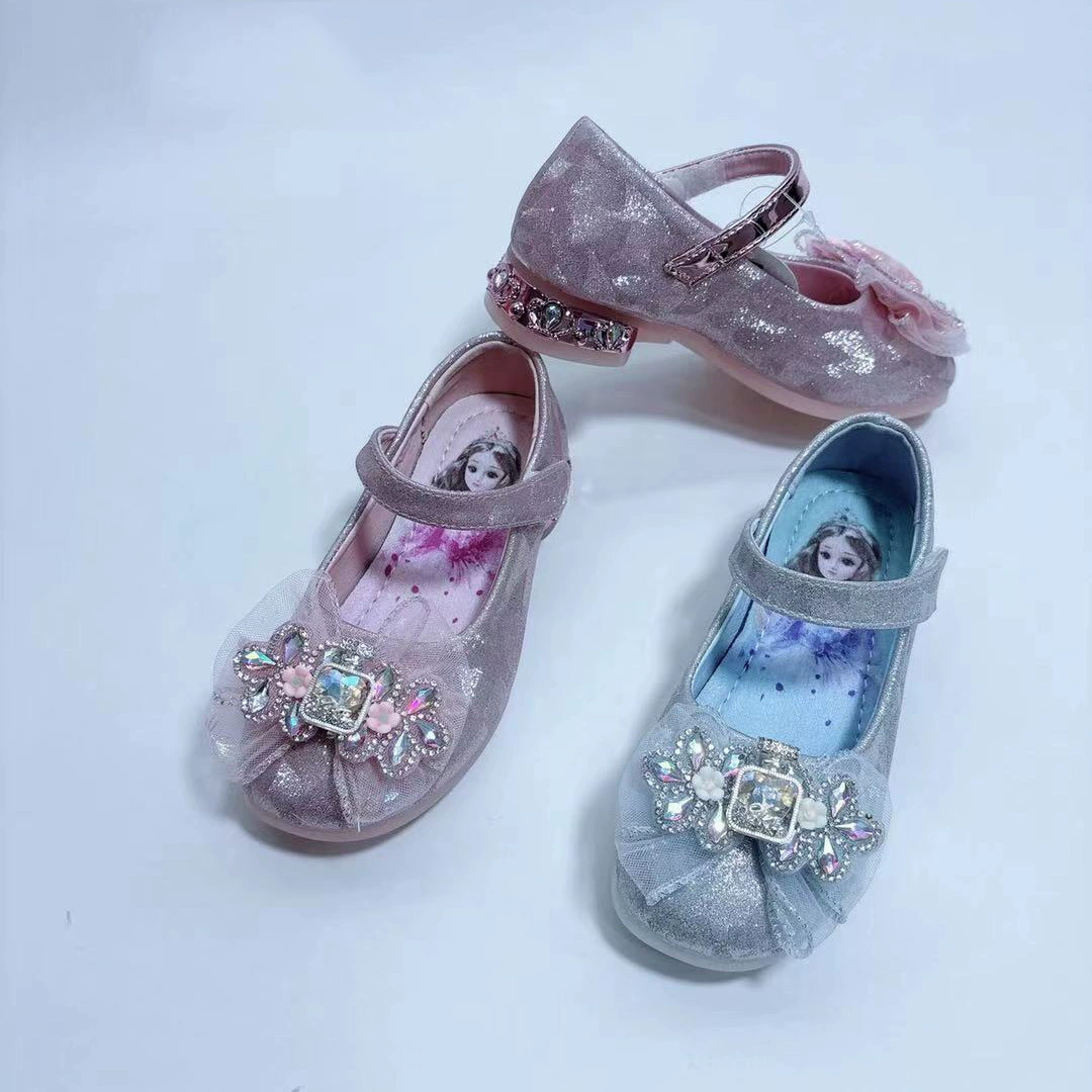 Новая корейская версия детской обуви принцессы с водяными стразами для девочек на каблуках 2025
