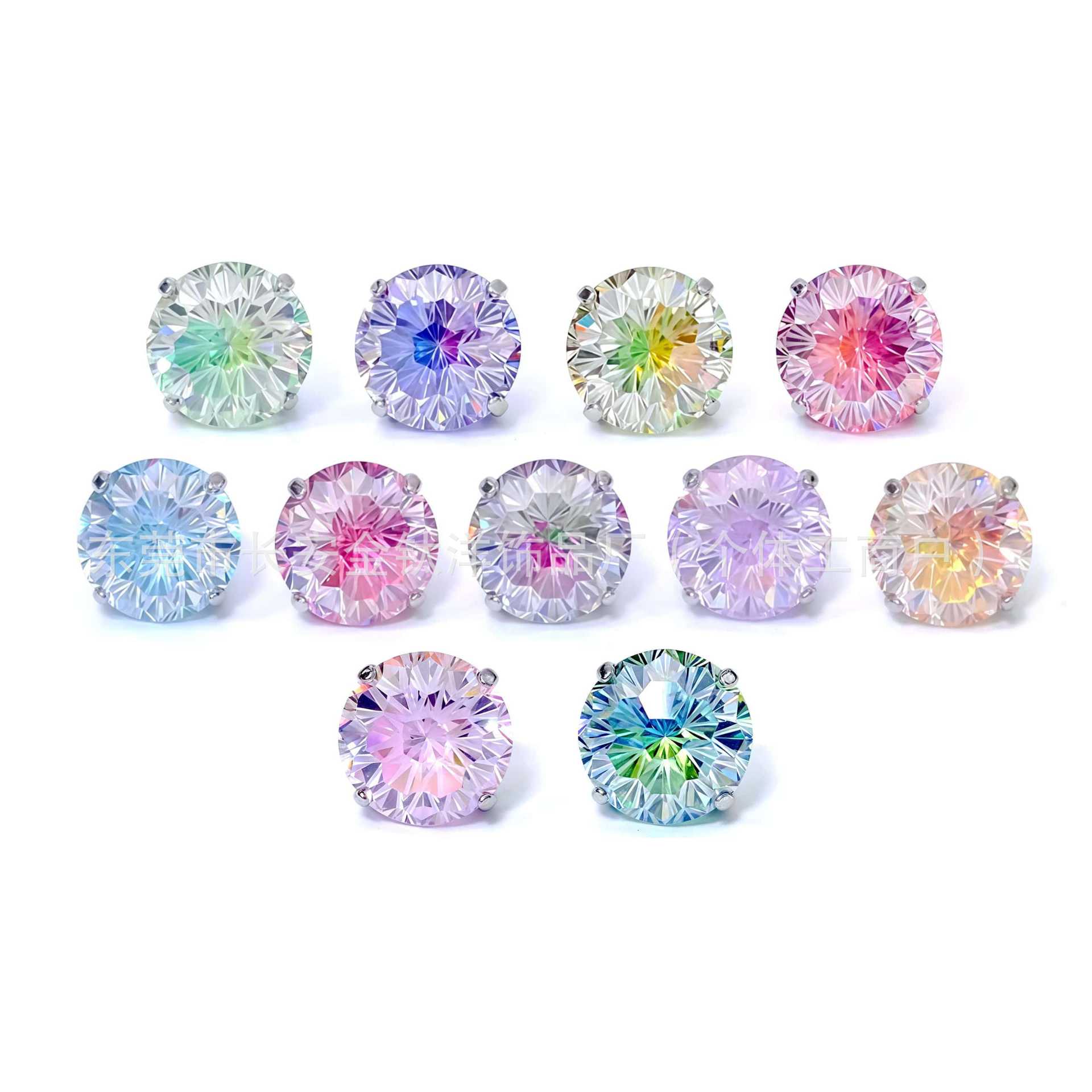F136 Titanium Four-Claw Gradient Color Fireworks Cut Zircon Earrings Ear Bone Nails G23 Titanium Alloy Body Piercing Jewelry detail image 8