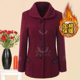 新款奶奶秋装毛呢外套中老年人女岁妈妈老人呢子秋冬衣服薄款