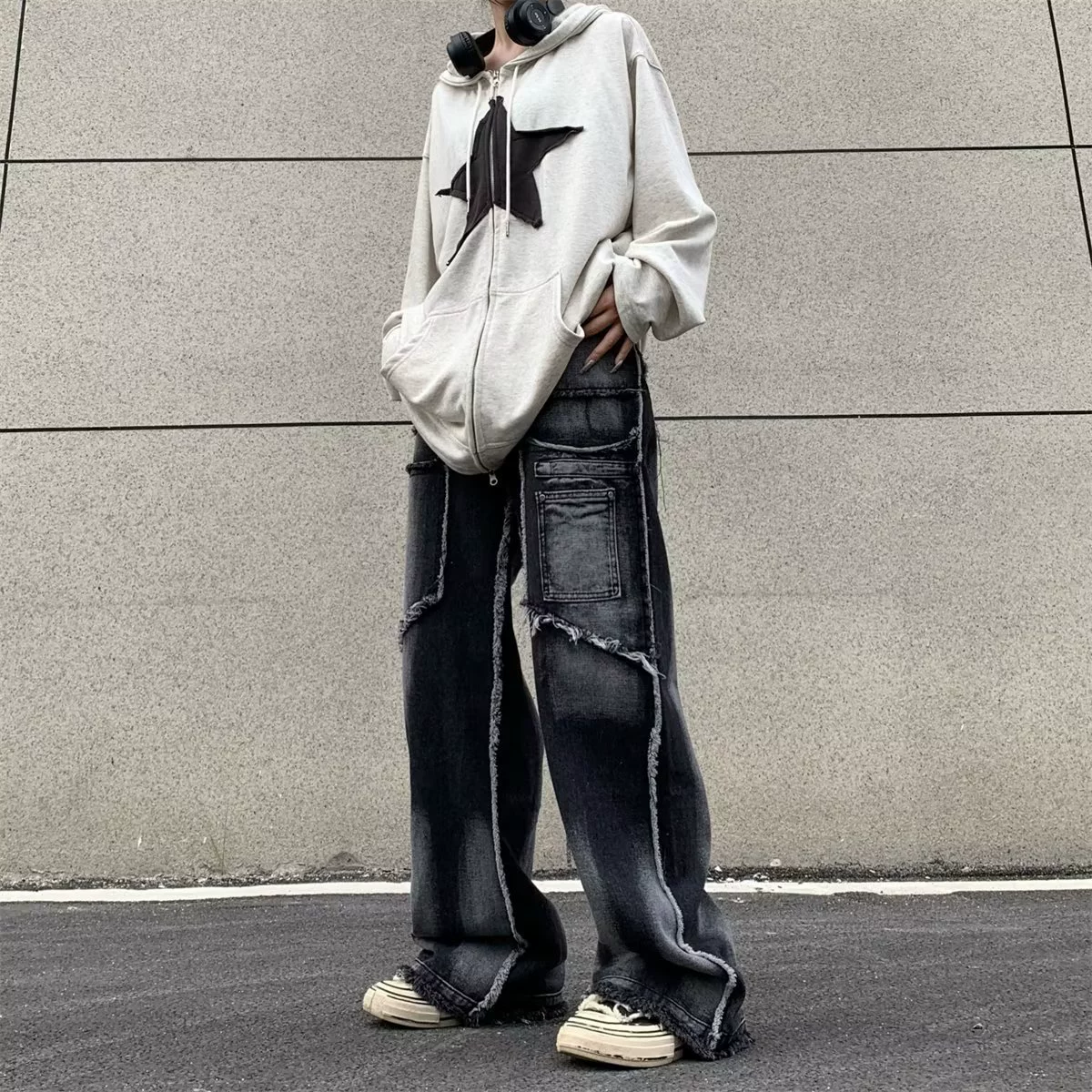 Новые джинсы стирание мужской тренд i осень свободная прямая мода ретро молодежь поп брюки