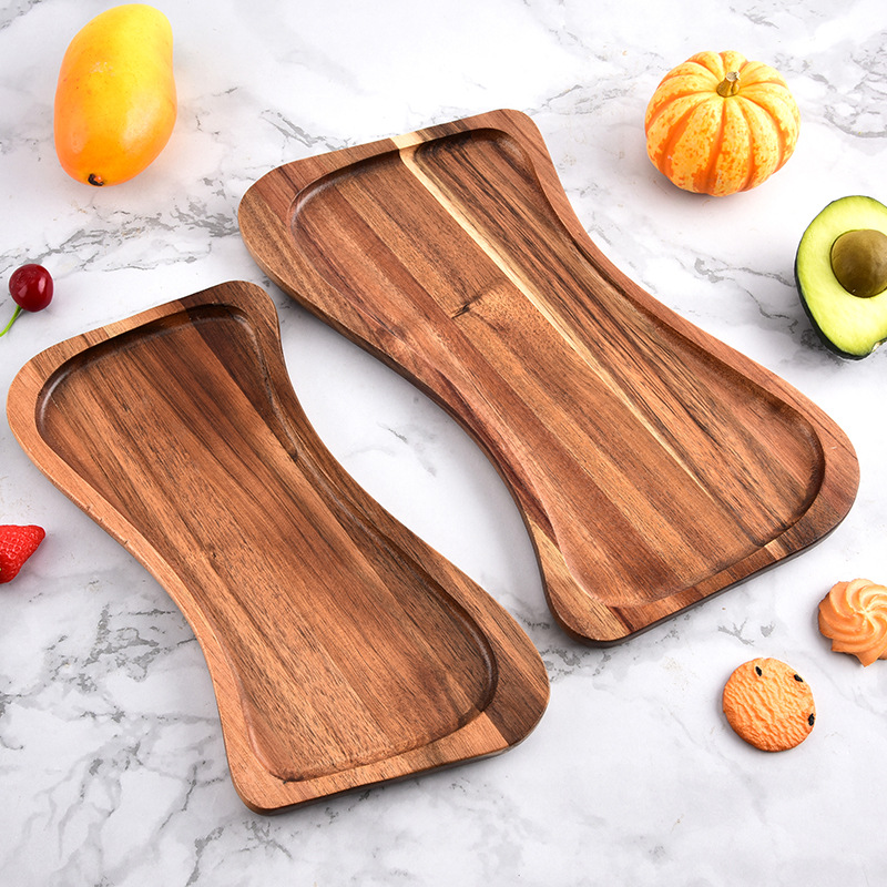 cubiertos de cocina comedor abeja cintura bandeja bandeja de herramientas platos de madera japonés plato de madera sólida bandeja oval
