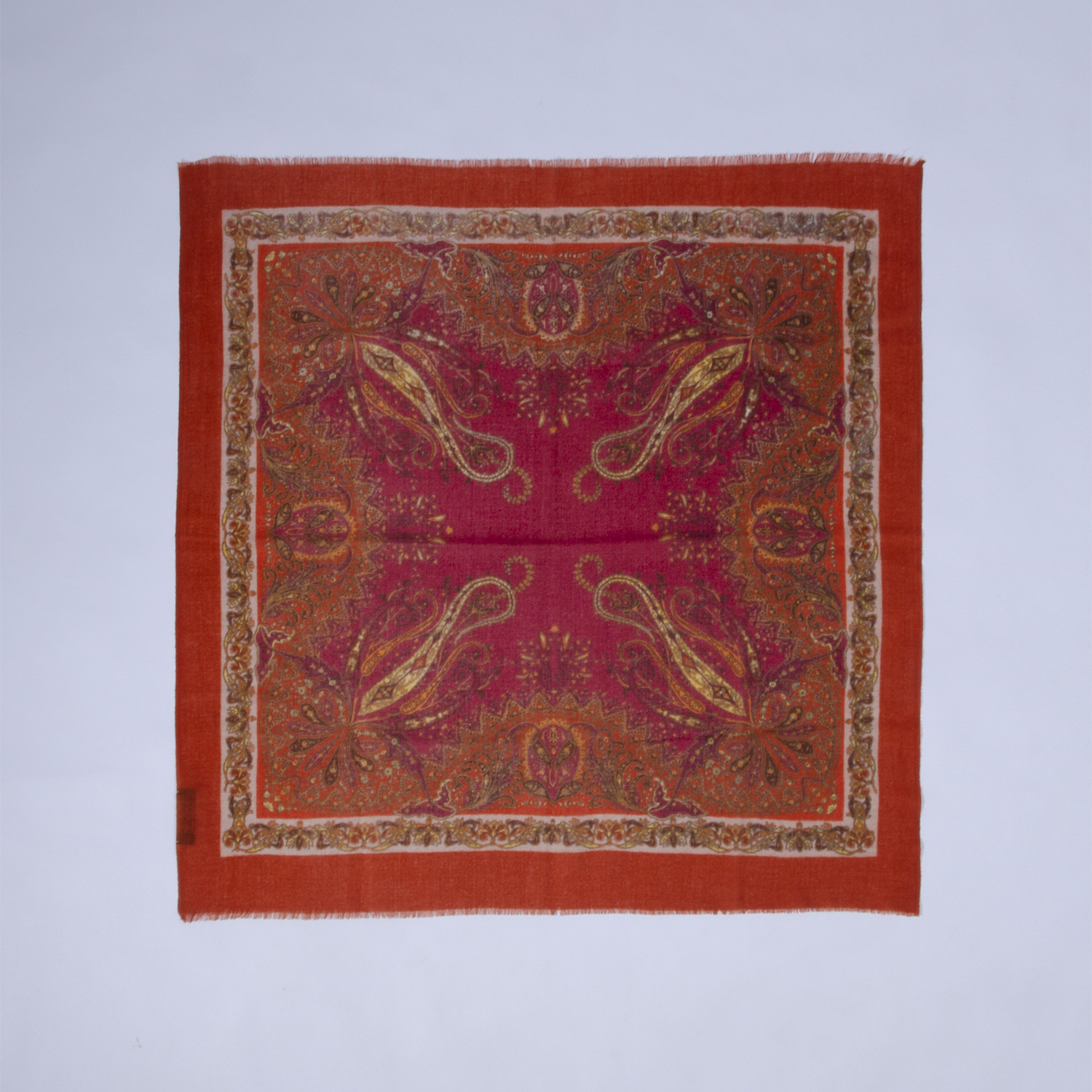 Versión coreana de la nueva bufanda de seda cuadrada pequeña de cachemira pura de 70cm impresa, bufanda de flor de anacardo grande, disponible en stock transfronterizo