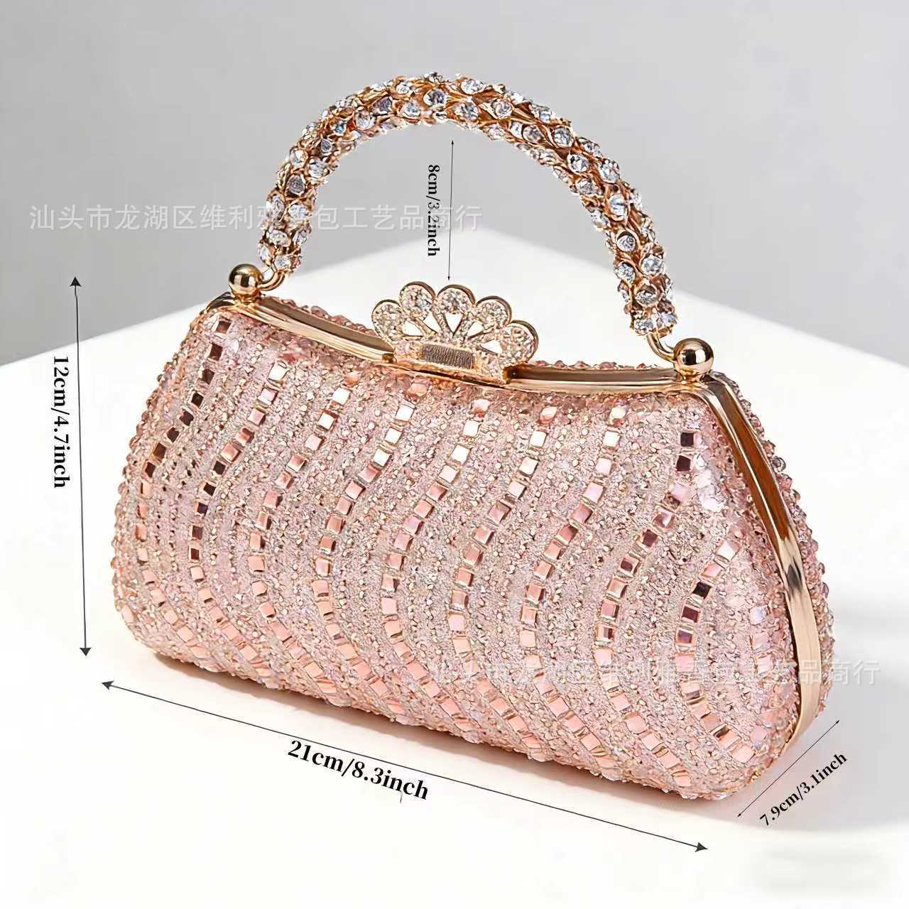 Luxury Sparkling Full-Diamond Square Evening Clutch Bag For Formal Dresses - Thumbnail 6