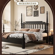 法式复古温莎床美式实木床高柱中古床.米双人主卧家具.米婚床