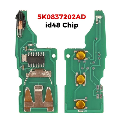 Car Keys 3-button folding remote control - 5k0837202ad-board