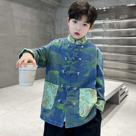 男童汉服2025春秋男孩中国风牛仔外套华服儿童国学服上衣唐装礼服