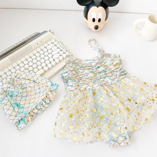 2025 Children's Swimsuit Mermaid One-Piece Princess Skirt Bikini Swimsuit Sequin Beach Hot Spring Girls Swimsuit