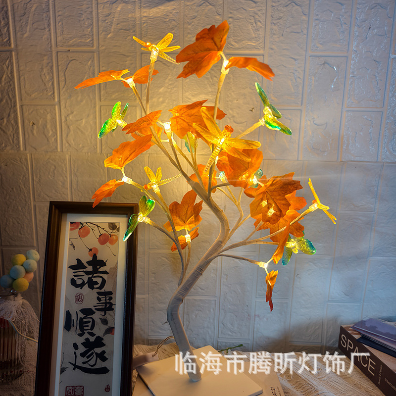 Luz de árbol LED rosa fruta ciruela color mariposa luz de abedul azul pálido hoja de arce huevo de oliva