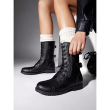T 13147 Block heel mid calf boots �ָ���Ͳ����ѥ�羳����