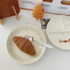 Ins風韓式波点子犬皿創意家庭用料理皿皿皿皿ご飯碗かわいい陶磁器コップ皿