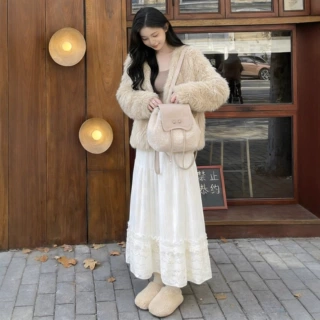高个子加长蕾丝蓬蓬半身裙女春秋高腰a字伞裙中长款白色蛋糕裙子