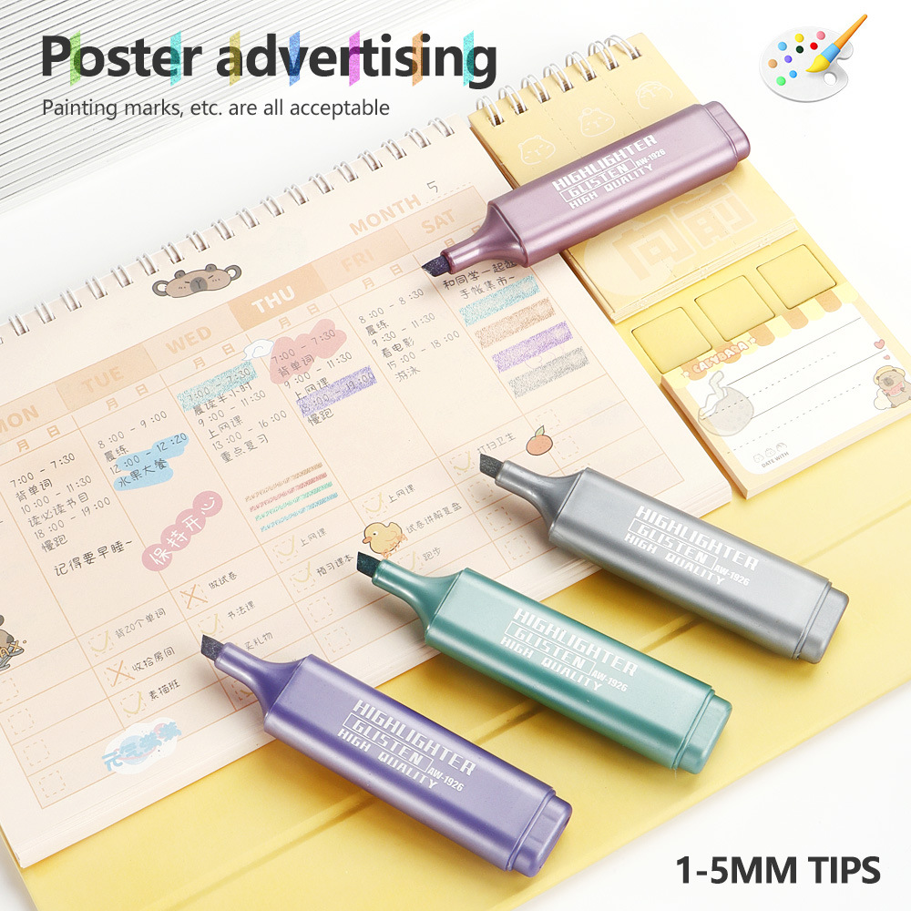 Flash metal puntero de resaltación estudiantes de aprendizaje clave marca de color puntero de resaltado biselado tiza flash