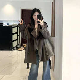 小个子巨好看棕色风衣外套女2025秋季新款宽松韩版感韩系短款女装