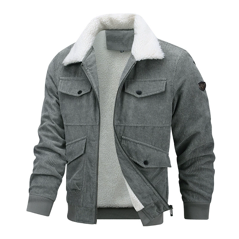 Men's corduroy velvet keep warm down jacket, plus size