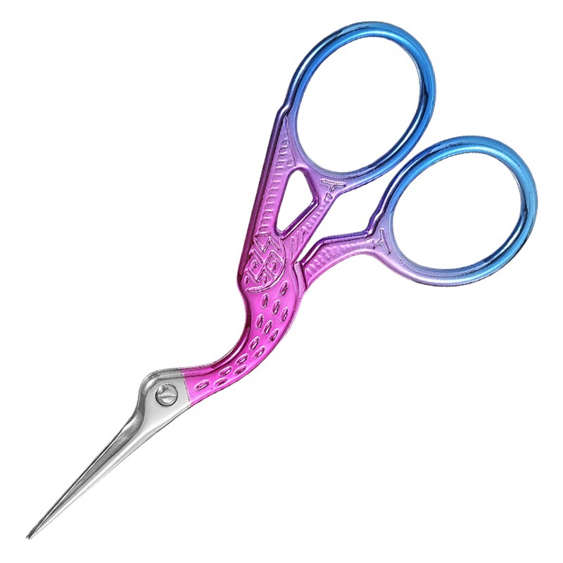 Tijeras de bordado vintage con diseño de grulla en acero inoxidable y acabado dorado